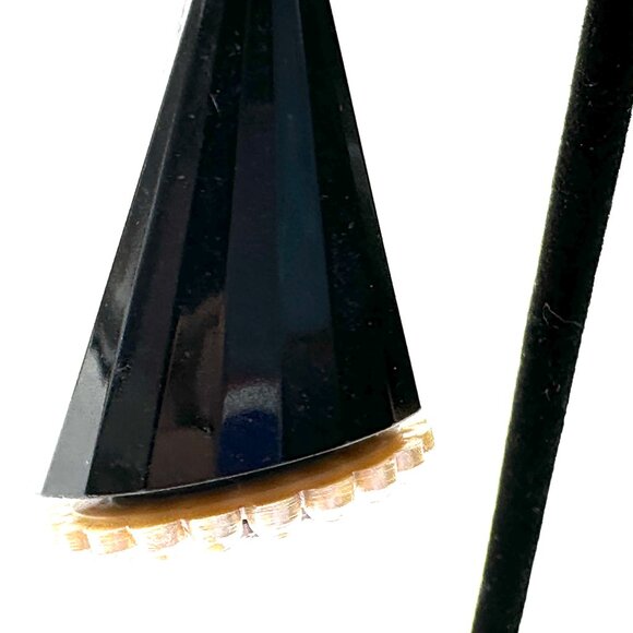 William de Lillo Black Cameo Cone Earrings—Space Age 1960s Faceted Acrylic Drops - Picture 8 of 15